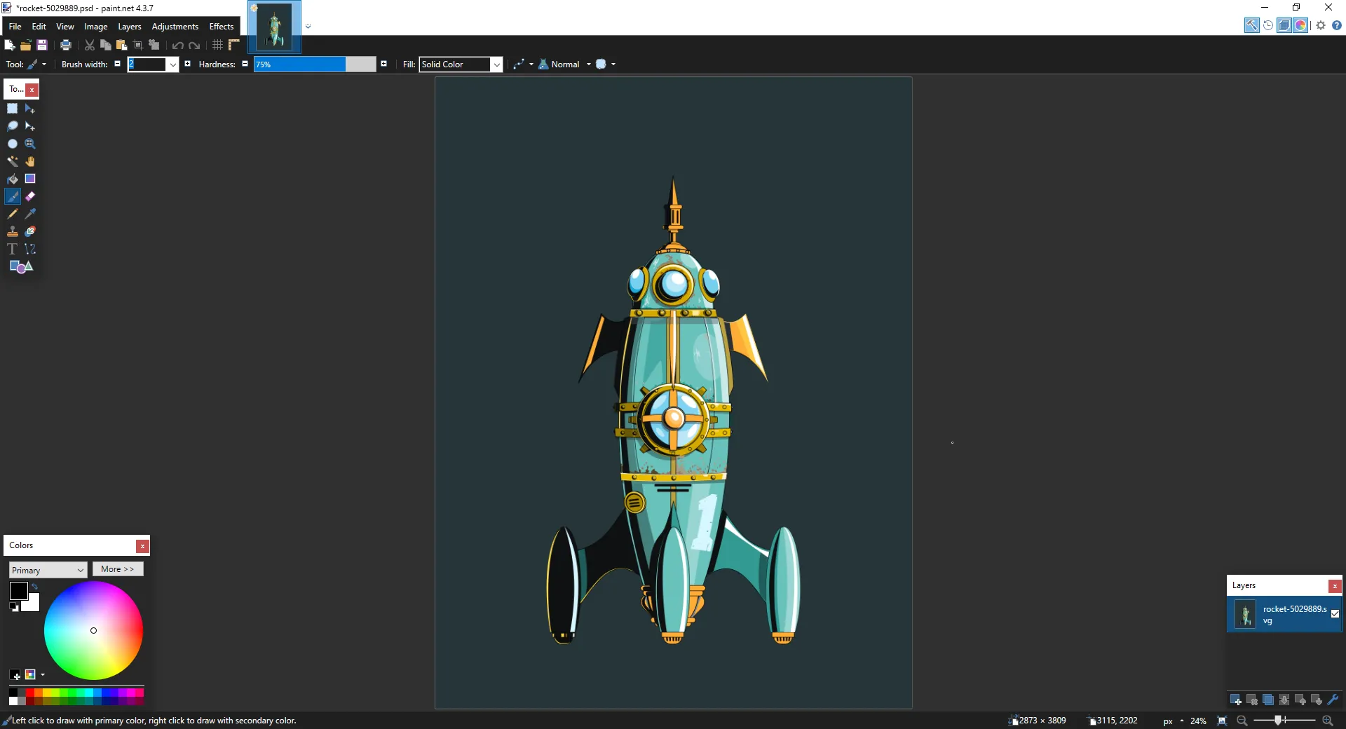Giao diện Paint.NET đang mở một file PSD sau khi cài đặt plugin