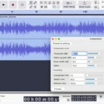 Giao diện phần mềm Audacity đang chọn hiệu ứng Compressor để nén âm thanh