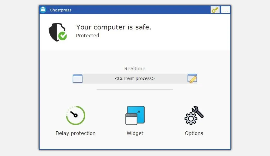 Giao diện phần mềm Ghostpress trên máy tính, minh họa khả năng phát hiện keylogger hiệu quả.
