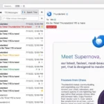 Giao diện phần mềm quản lý email Thunderbird với một email đang mở, minh họa tính năng tabbed email và giao diện tổng quan.