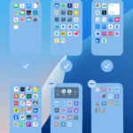 Giao diện quản lý các trang màn hình chính iPhone, hiển thị các trang thu nhỏ và tùy chọn ẩn hoặc xóa trang.