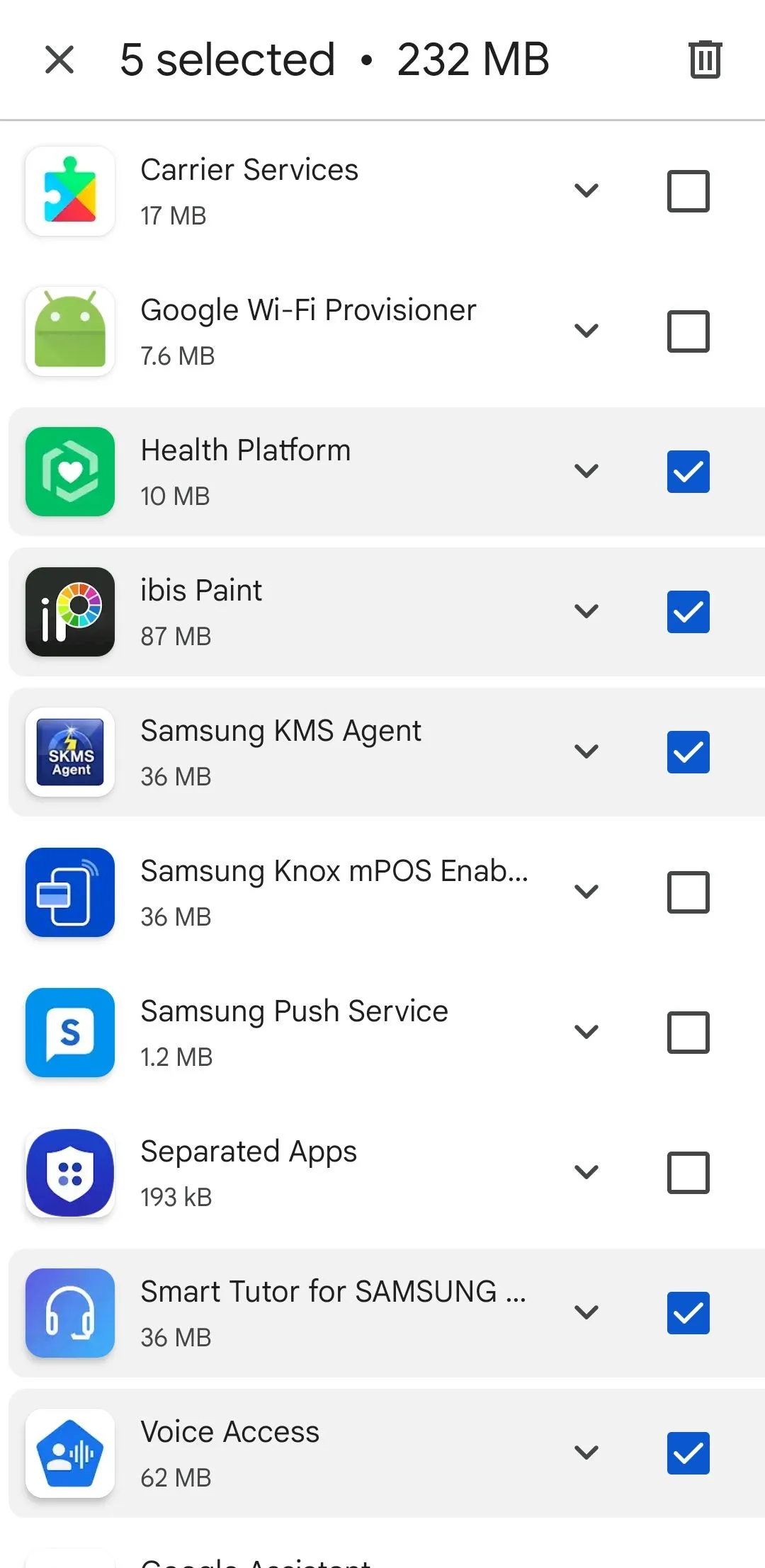 Giao diện quản lý và gỡ ứng dụng hàng loạt trong Google Play Store