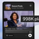 Giao diện Spotify hiển thị số lượt phát của một tập podcast