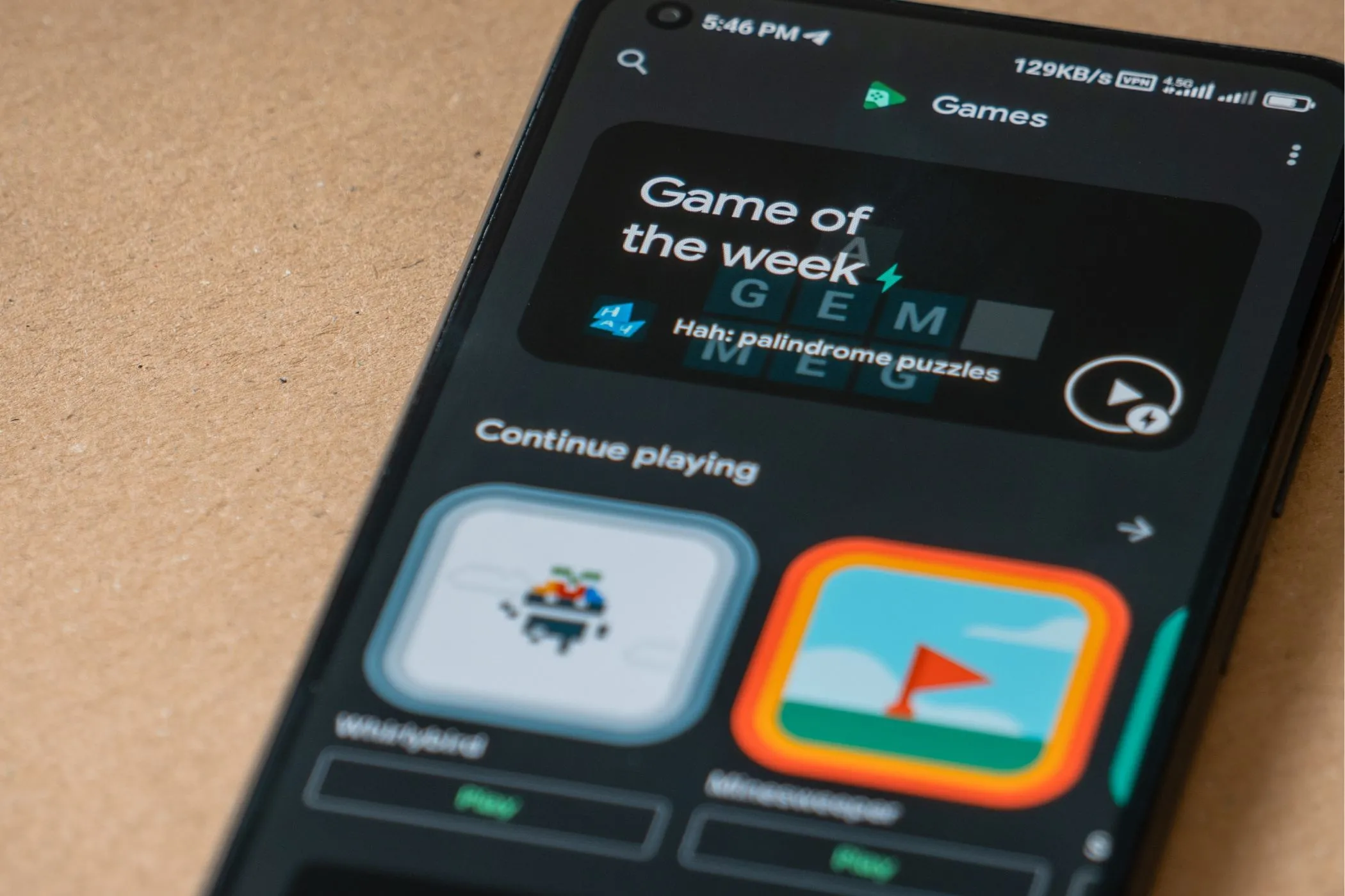 Giao diện tab &quot;Game of the week&quot; trên Google Play Games