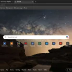 Giao diện tab mới của trình duyệt Microsoft Edge, hiển thị thanh tìm kiếm và các biểu tượng trang web thường dùng.