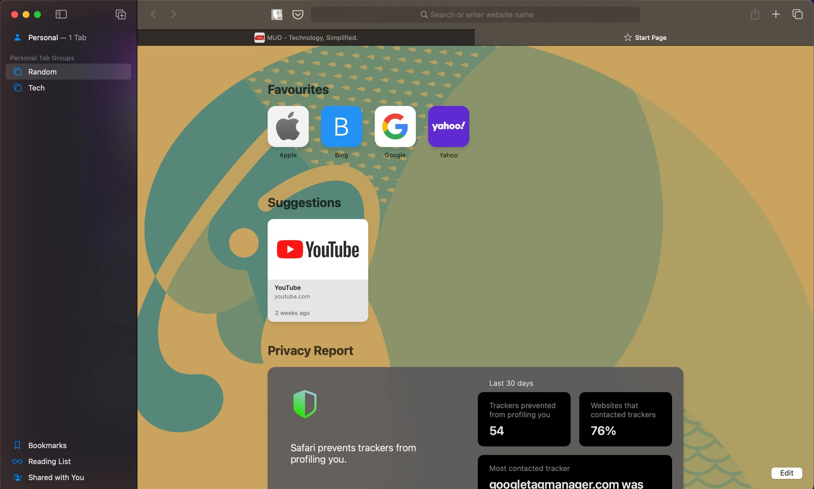 Giao diện tab mới của trình duyệt Safari trên hệ điều hành Mac, thể hiện sự tối ưu và mượt mà trên các thiết bị Apple.