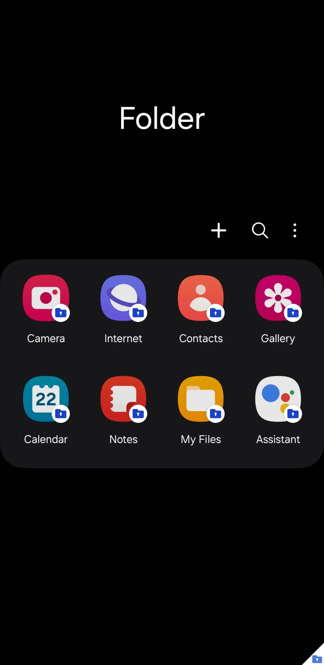 Giao diện Thư mục Bảo mật Secure Folder trên Samsung Galaxy để lưu trữ dữ liệu riêng tư