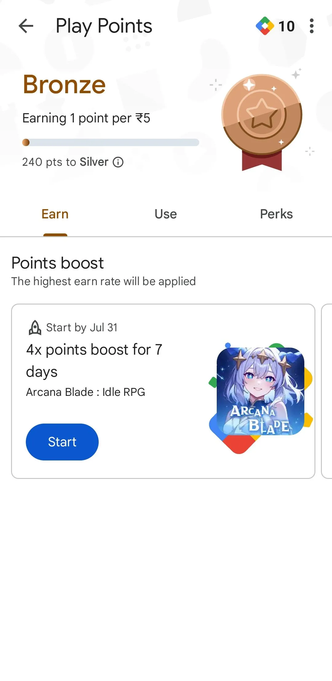 Giao diện tích lũy Google Play Points trong cửa hàng Google Play