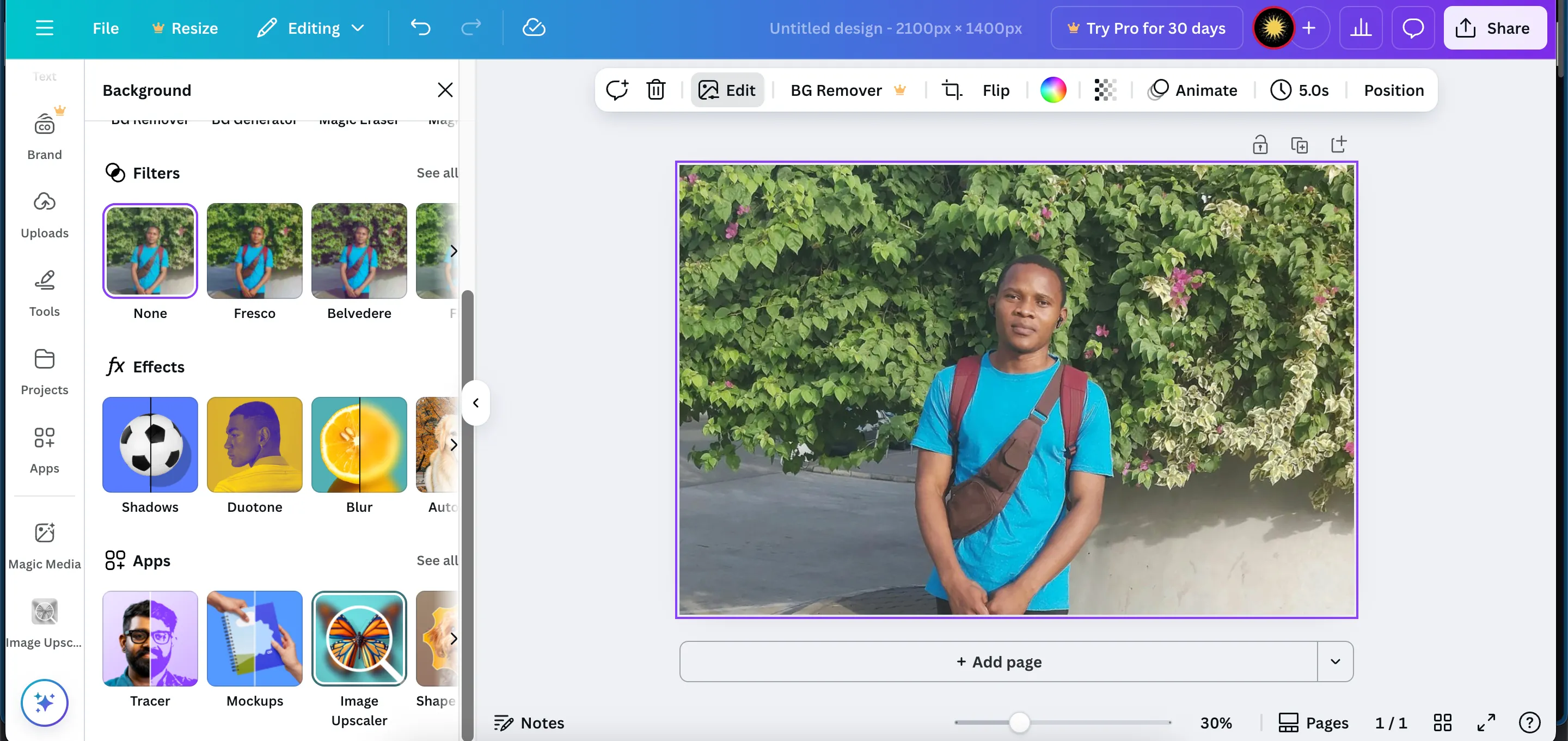 Giao diện tính năng Image Upscaler của Canva, minh họa quy trình nâng cấp và phóng to ảnh bằng AI.