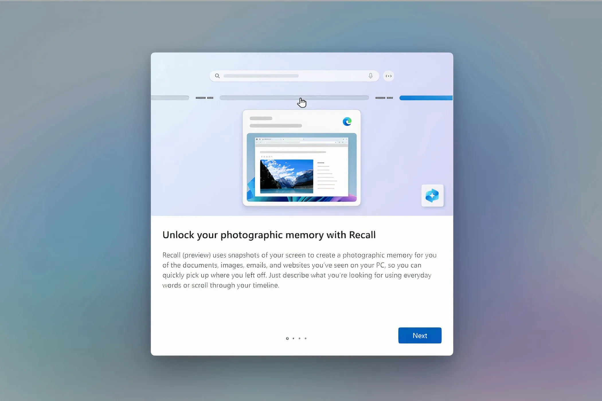 Giao diện tính năng Windows Recall trên hệ điều hành Windows 11