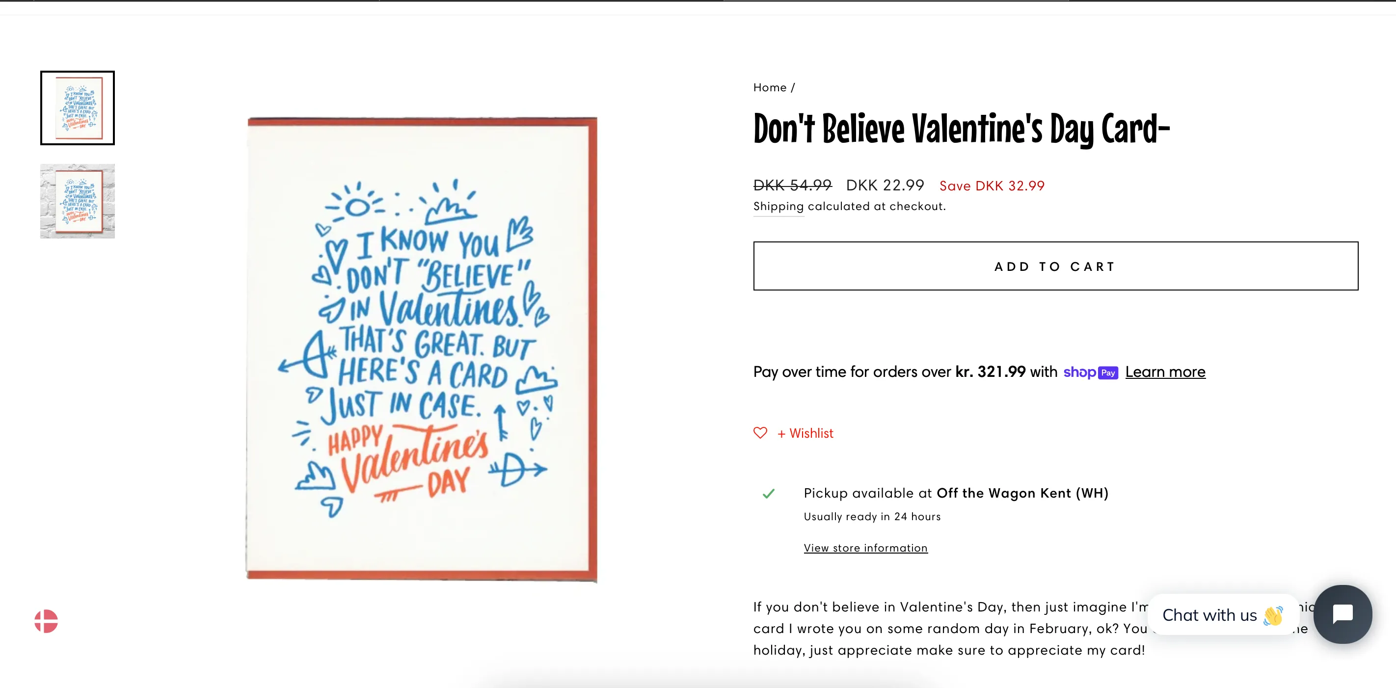 Giao diện trang chủ Off the Wagon với các sản phẩm quà tặng Valentine độc đáo, hài hước.