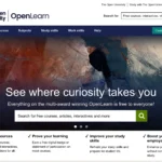 Giao diện trang chủ OpenLearn, nền tảng học trực tuyến miễn phí từ The Open University với đa dạng khóa học.