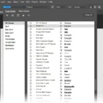 Giao diện trình duyệt phông chữ Font Browser trong Adobe Photoshop với các tùy chọn xem trước và lọc phông chữ đa dạng.