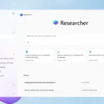 Giao diện trực quan của trợ lý AI Researcher trong Microsoft 365 Copilot, thể hiện khả năng tổng hợp và phân tích thông tin chuyên sâu.