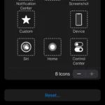Giao diện tùy chỉnh menu AssistiveTouch trên iPhone, hiển thị các tùy chọn để thêm chức năng chụp màn hình