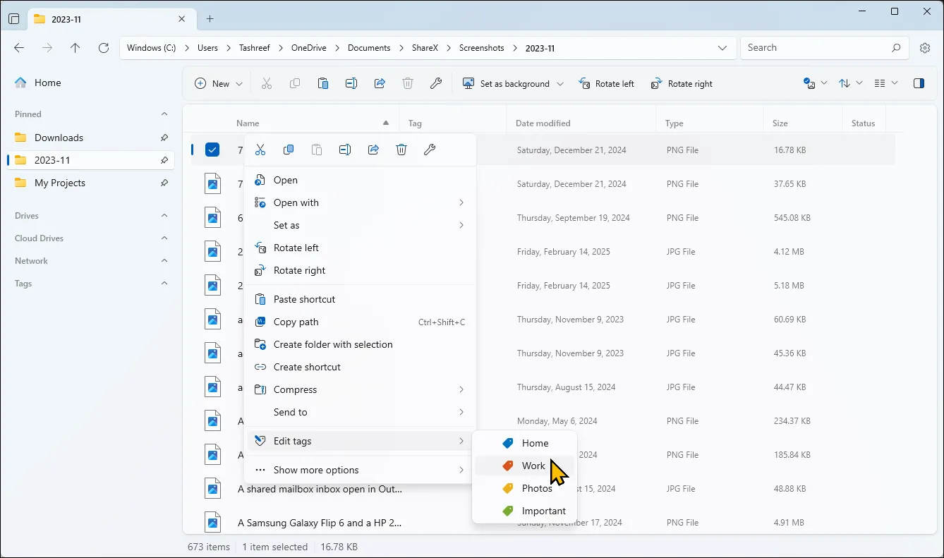 Giao diện tùy chọn chỉnh sửa thẻ (tag) cho tệp trong Windows 11, minh họa khả năng quản lý metadata nâng cao.
