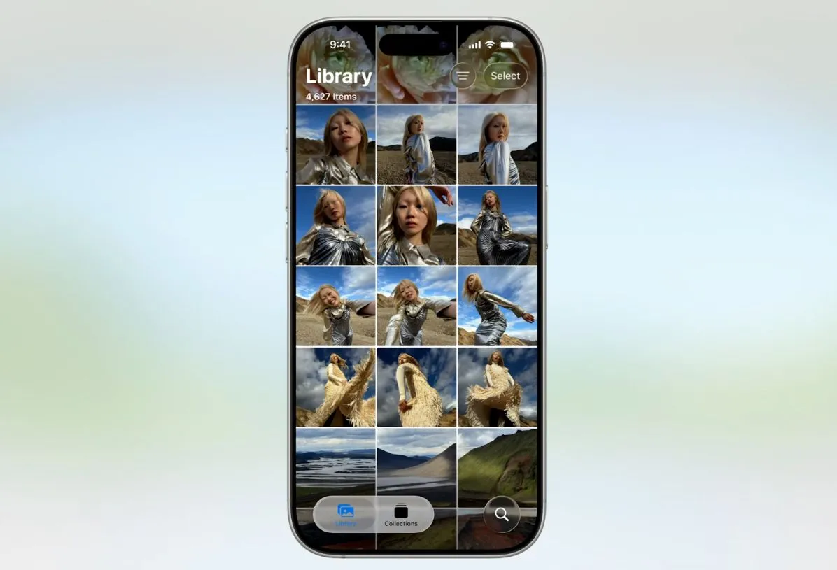 Giao diện ứng dụng Ảnh iOS 26 được thiết kế lại với tab Thư viện và Bộ sưu tập riêng biệt