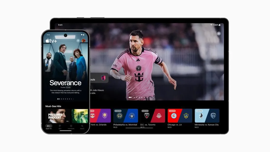 Giao diện ứng dụng Apple TV+ trên điện thoại Android, hiển thị các chương trình và phim độc quyền.