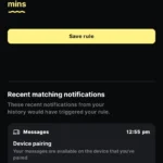 Giao diện ứng dụng BuzzKill trên Android, hiển thị màn hình tạo quy tắc thông báo mới với các tùy chọn điều kiện và hành động