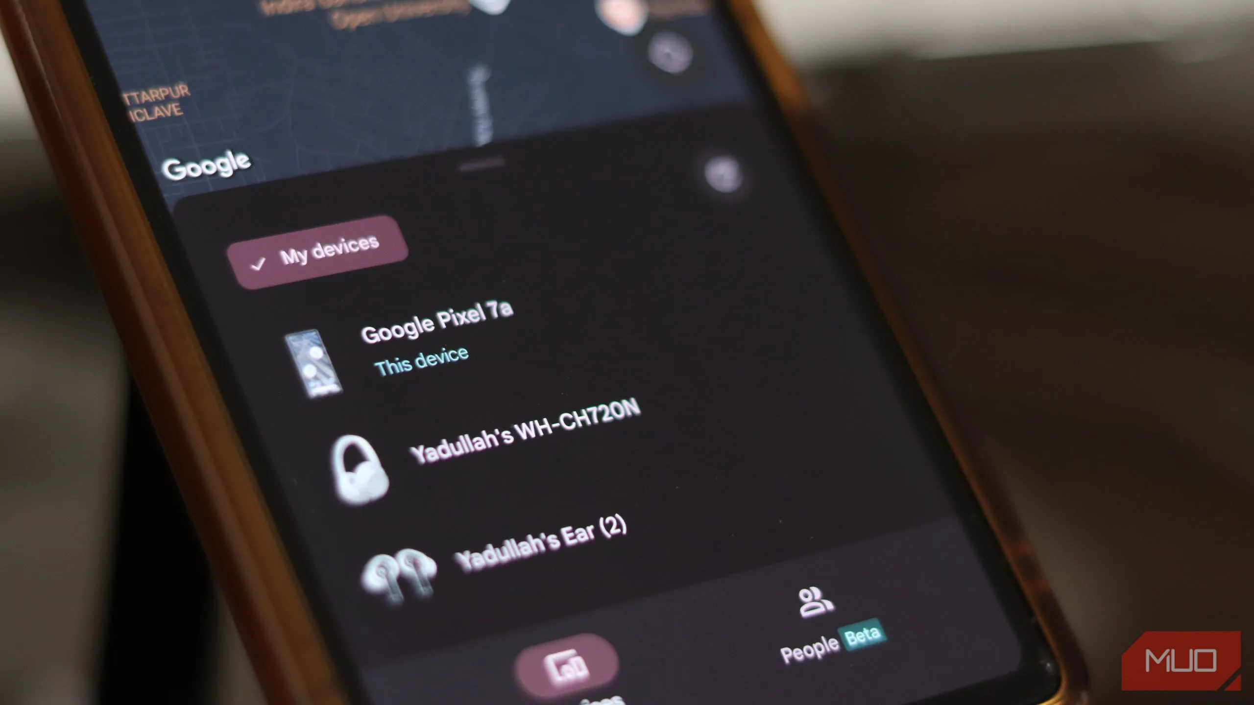 Giao diện ứng dụng Find My Device (Tìm thiết bị của tôi) trên Android hiển thị các thiết bị đã kết nối