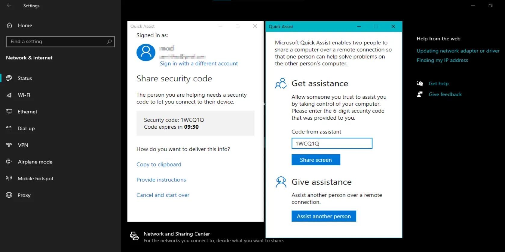 Giao diện ứng dụng Hỗ trợ nhanh Quick Assist trên Windows 11