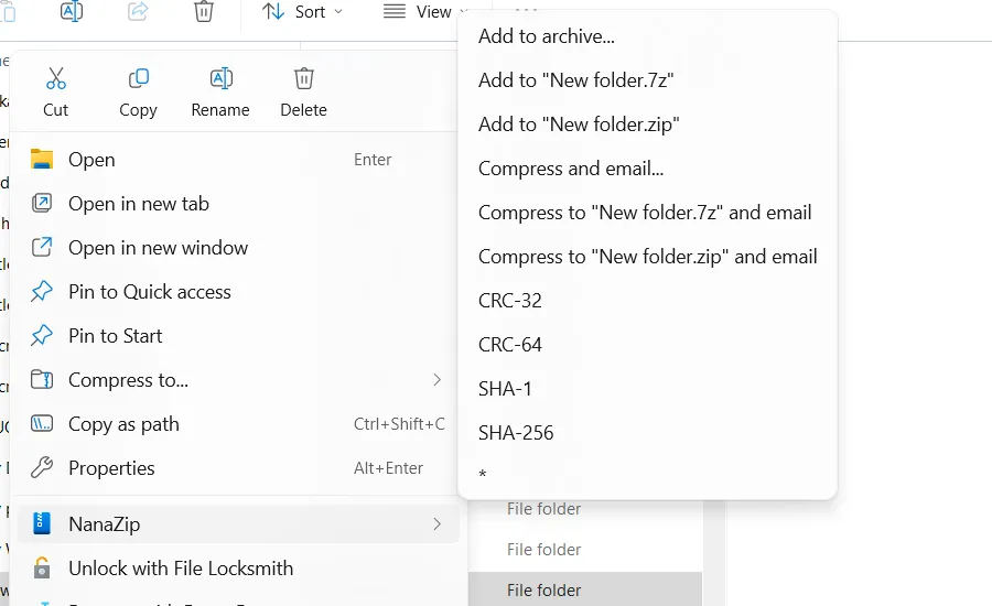 Giao diện ứng dụng NanaZip đang quản lý và mở một tập tin nén trên Windows