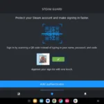 Giao diện ứng dụng Steam Mobile hướng dẫn bật Steam Guard Authenticator