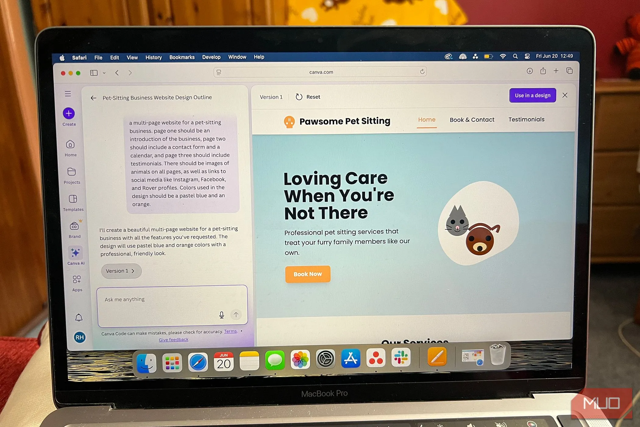 Giao diện website hoàn chỉnh được tạo tự động bởi Canva Codes, thể hiện kết quả từ AI.