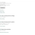 Giao diện Windows Security với mục Bảo vệ virus & mối đe dọa