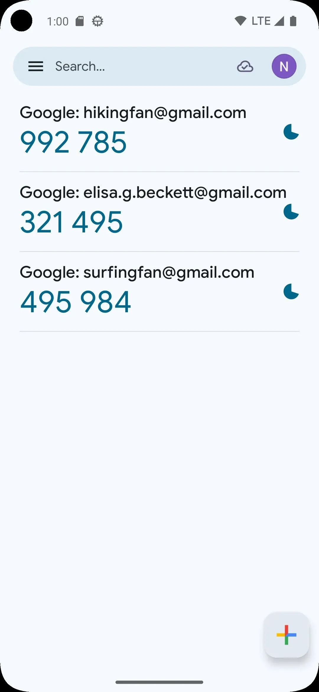 Google Authenticator hiển thị mã bảo mật