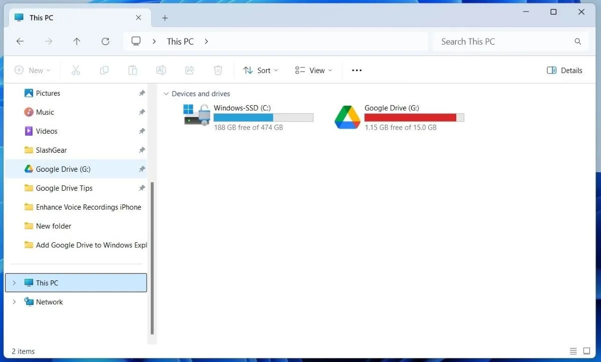Google Drive tích hợp trong File Explorer của Windows 11