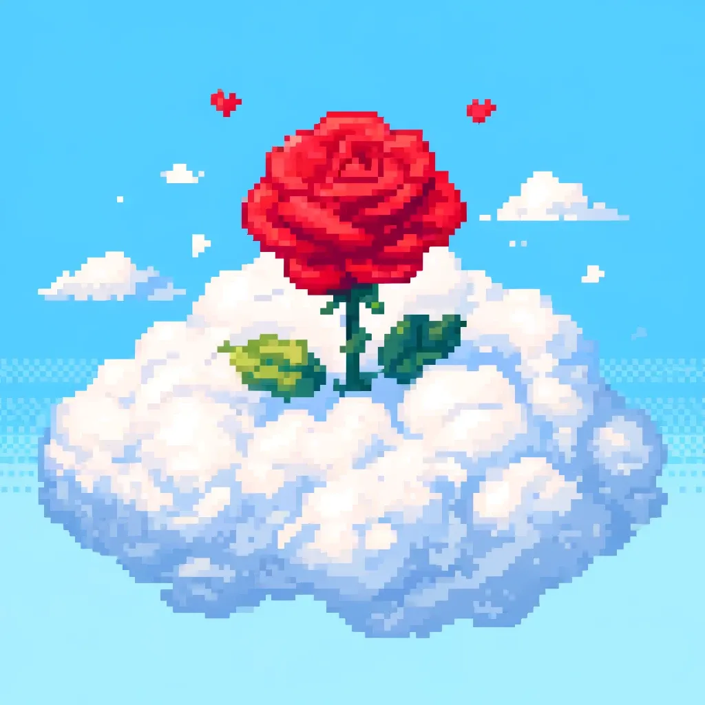 Hình ảnh bông hồng pixel do AI tạo ra từ DALL-E, minh họa khả năng sáng tạo của trí tuệ nhân tạo