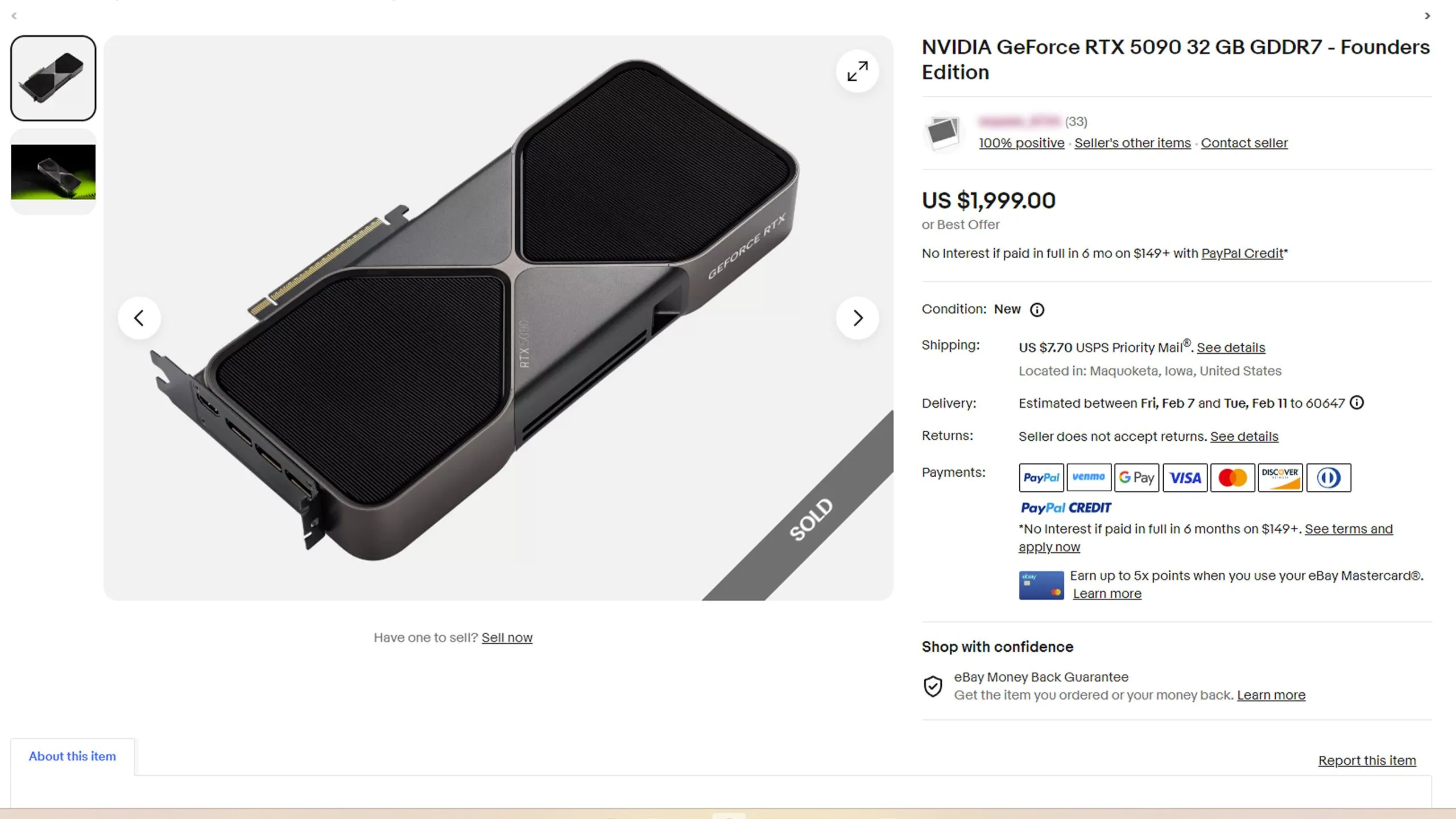 Hình ảnh danh sách lừa đảo card đồ họa Nvidia RTX 5090 trên sàn thương mại điện tử