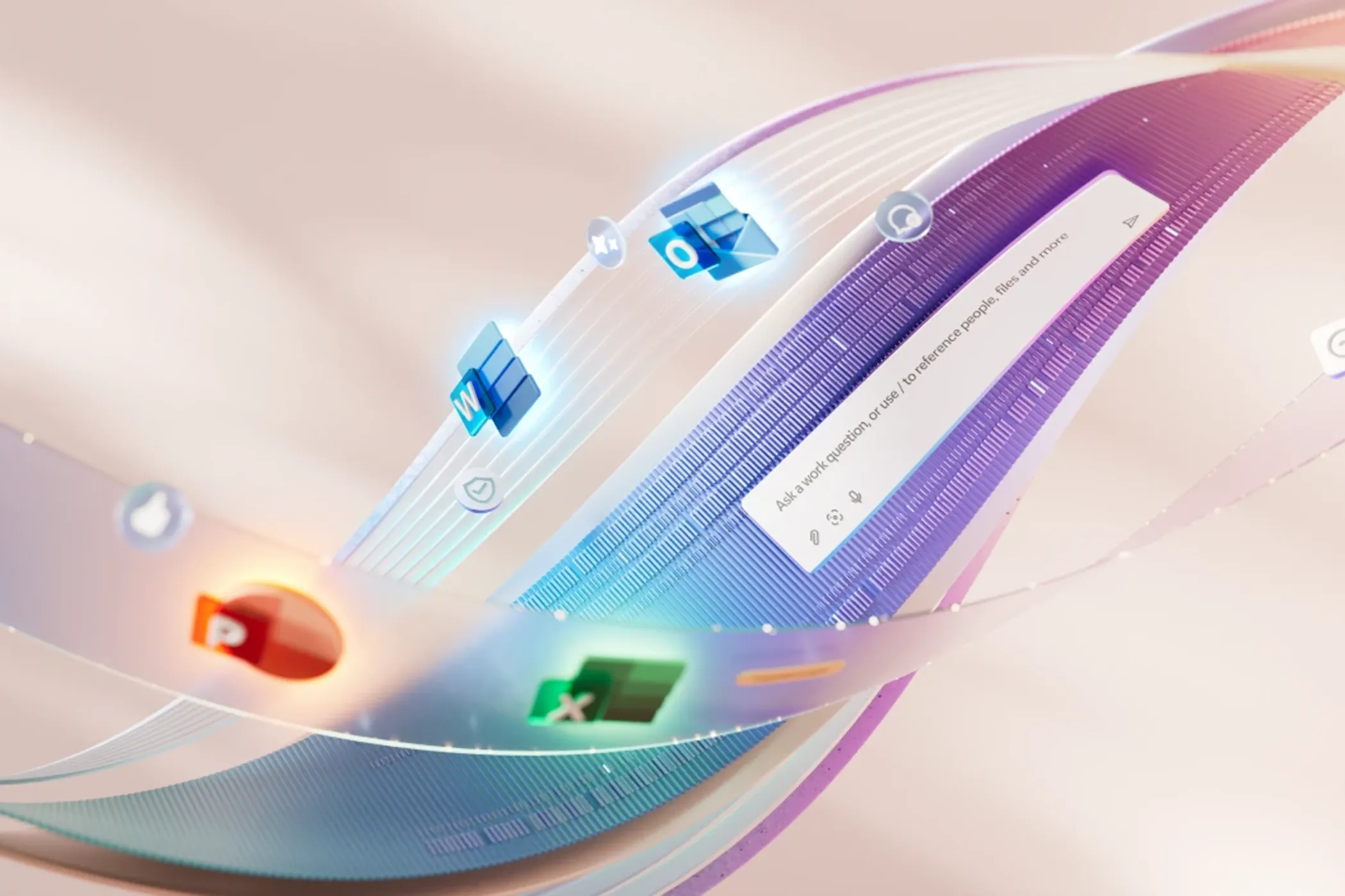 Hình ảnh đồ họa các ứng dụng Microsoft 365 và cửa sổ Copilot, minh họa các tính năng cao cấp không có trong Office miễn phí