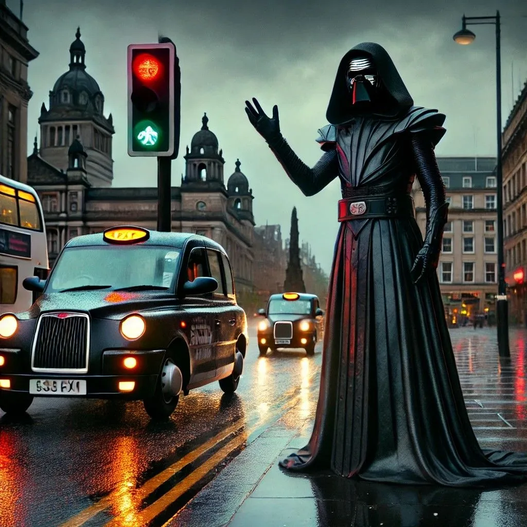 Hình ảnh giống Chúa tể Sith đứng ở Quảng trường George, Glasgow