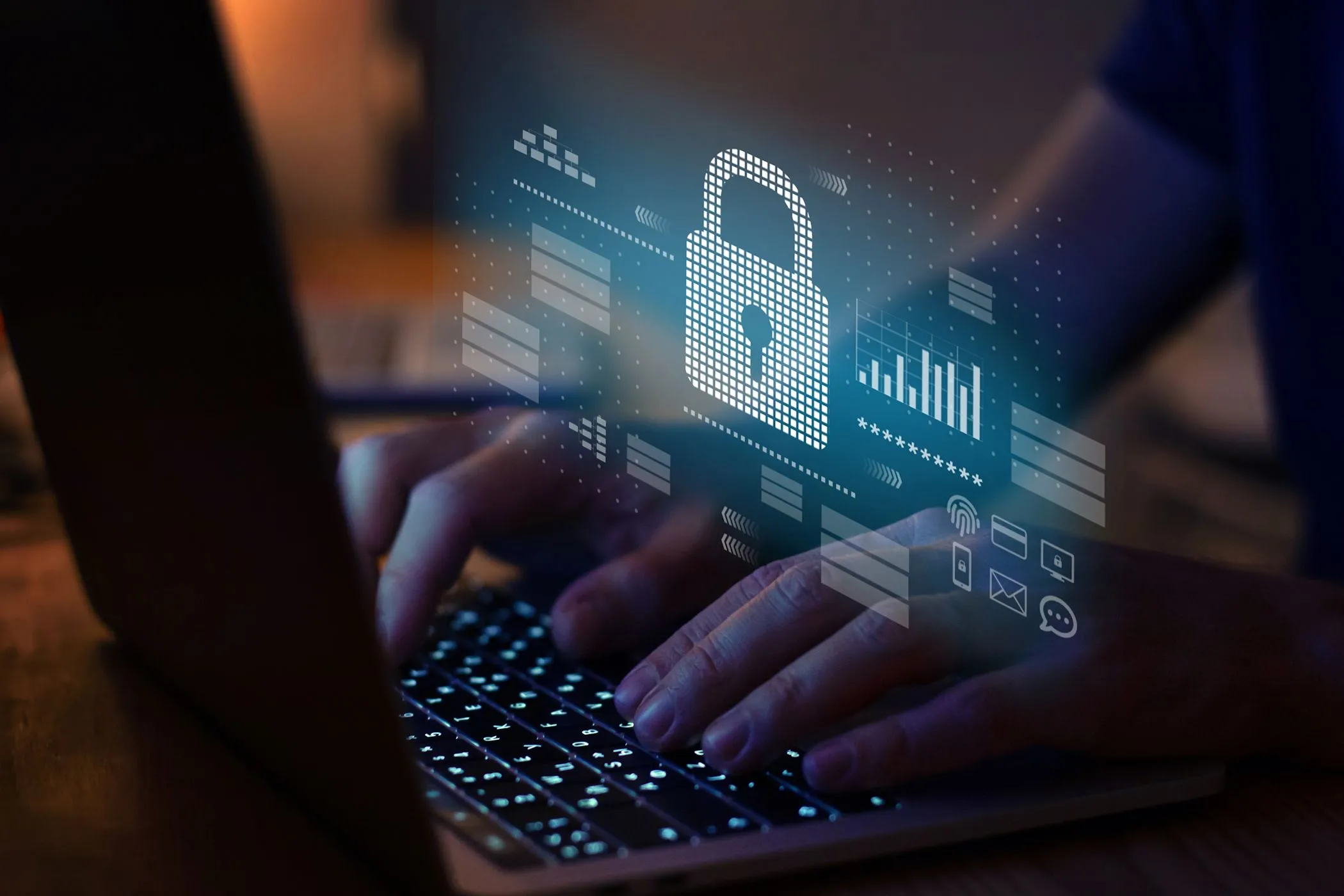 Hình ảnh khái niệm không theo dõi trên trình duyệt và laptop, gợi ý việc bảo vệ thông tin nhạy cảm và không lưu trữ mật khẩu quan trọng.
