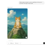 Hình ảnh mèo ngồi thiền phong cách Studio Ghibli được tạo bởi ChatGPT GPT-4o