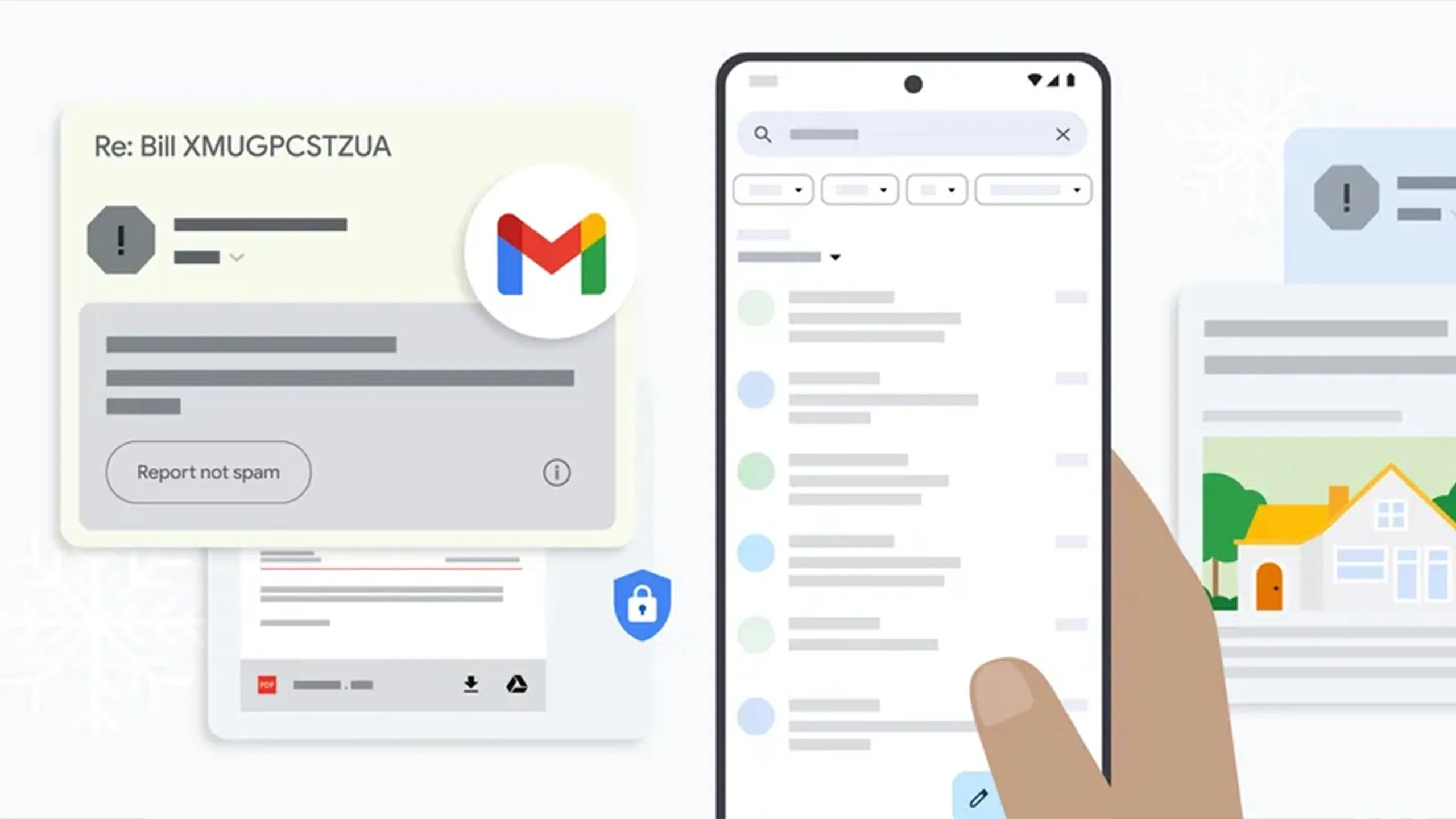 Hình ảnh minh họa hộp thư đến Gmail với nhiều email rác và các tùy chọn trên cả máy tính lẫn điện thoại, nhấn mạnh vấn đề spam email.