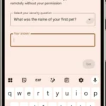 Hình ảnh mô phỏng câu hỏi bảo mật trên tính năng khóa từ xa Android 16