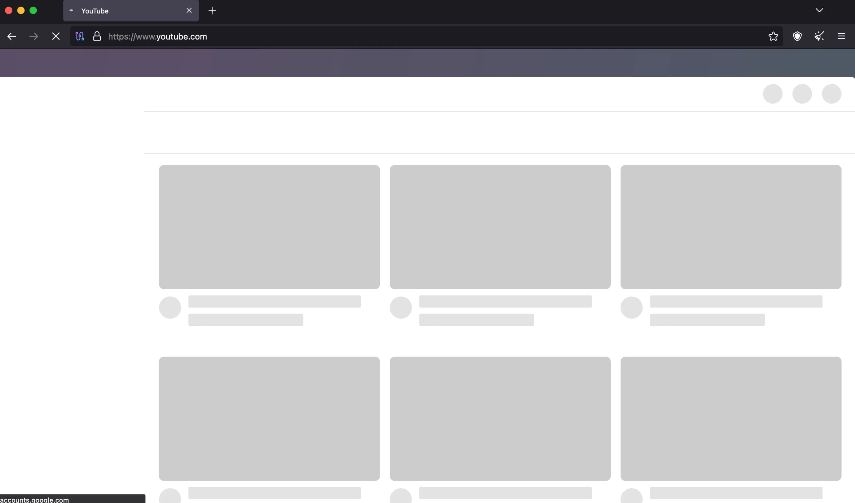Hình ảnh YouTube tải chậm trong trình duyệt Tor, minh họa nhược điểm về tốc độ khi duyệt web ẩn danh.
