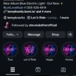 Hồ sơ Instagram của nghệ sĩ Lenny Kravitz.