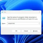 Hộp thoại Run với lệnh secpol.msc để mở Chính sách Bảo mật Cục bộ