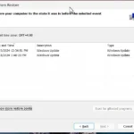Hộp thoại System Restore trong Windows 11 hiển thị các điểm khôi phục hệ thống khả dụng