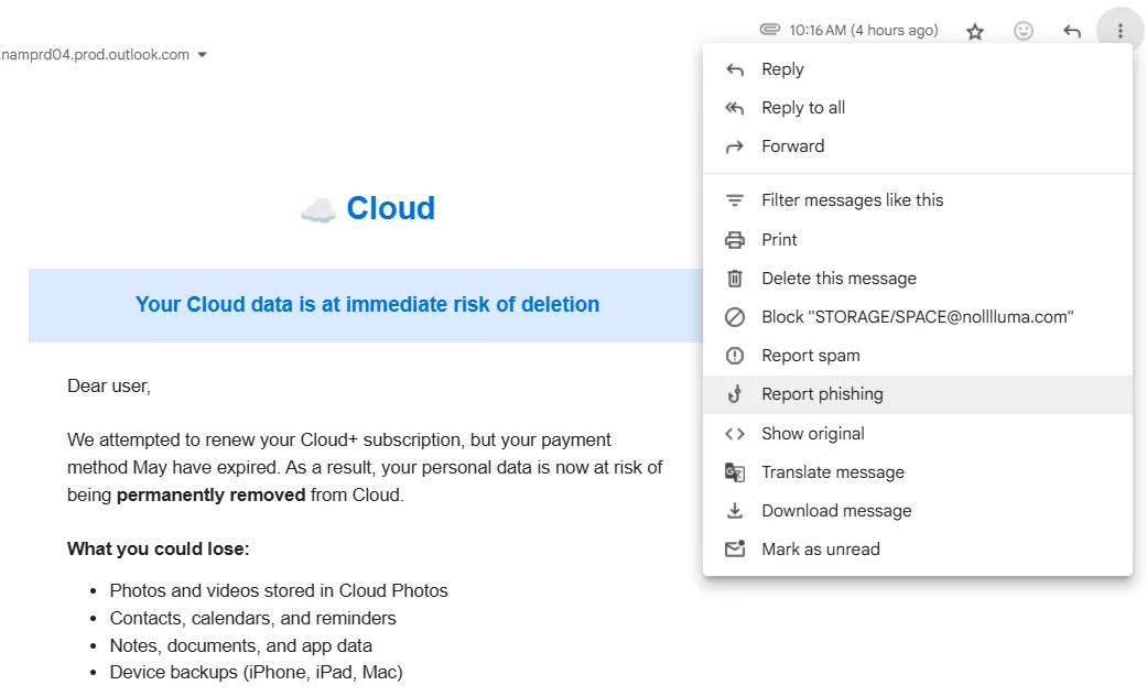 Hướng dẫn báo cáo email lừa đảo (phishing) trong Gmail để bảo vệ người dùng