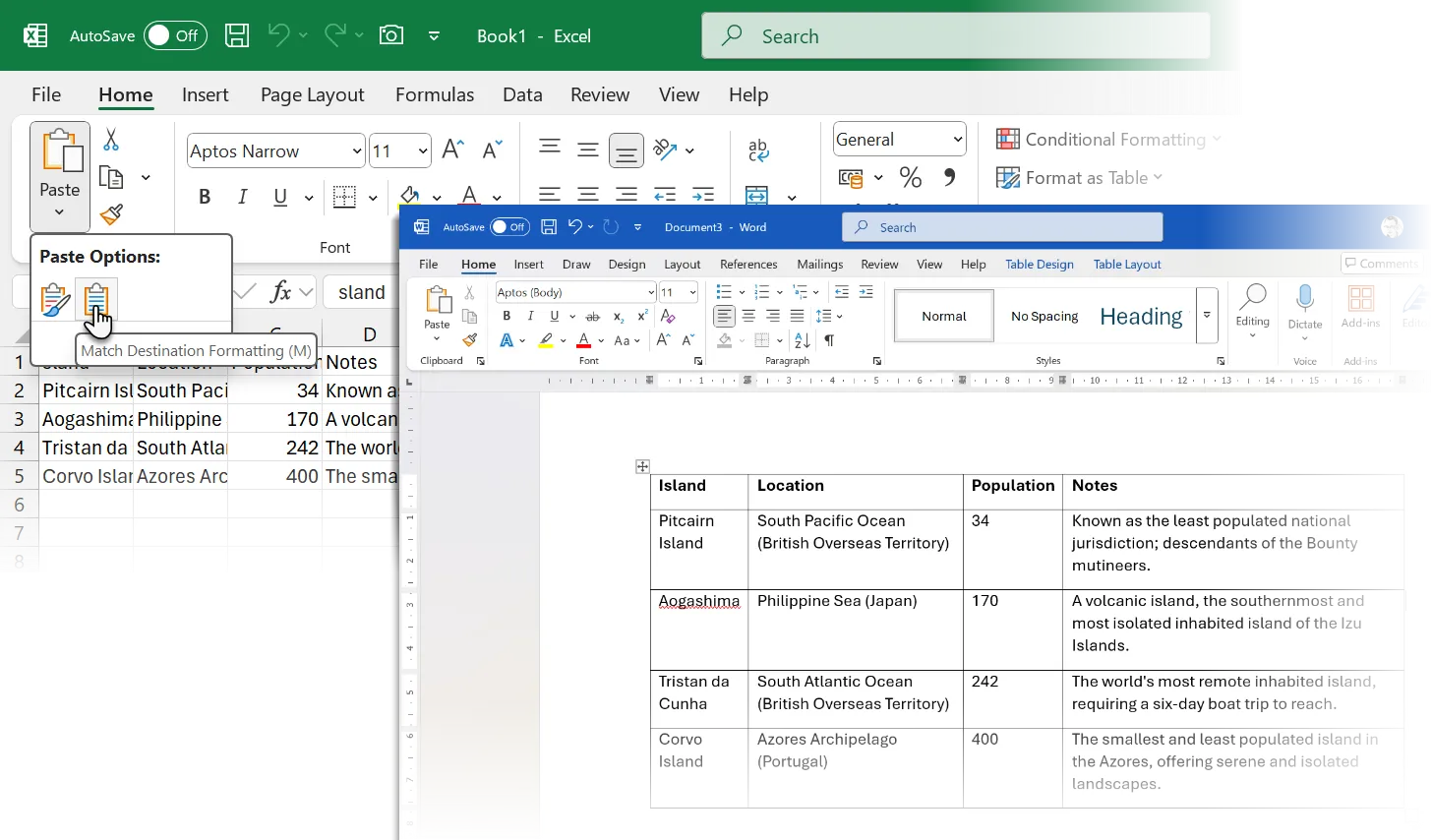 Hướng dẫn dán bảng dữ liệu từ ChatGPT vào Microsoft Word sử dụng Excel làm công cụ trung gian