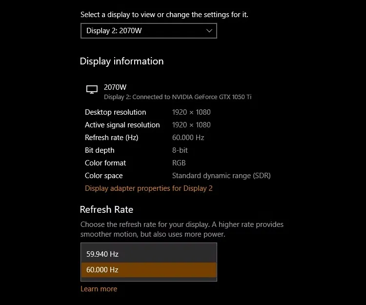 Hướng dẫn thay đổi tần số quét màn hình trên Windows 10