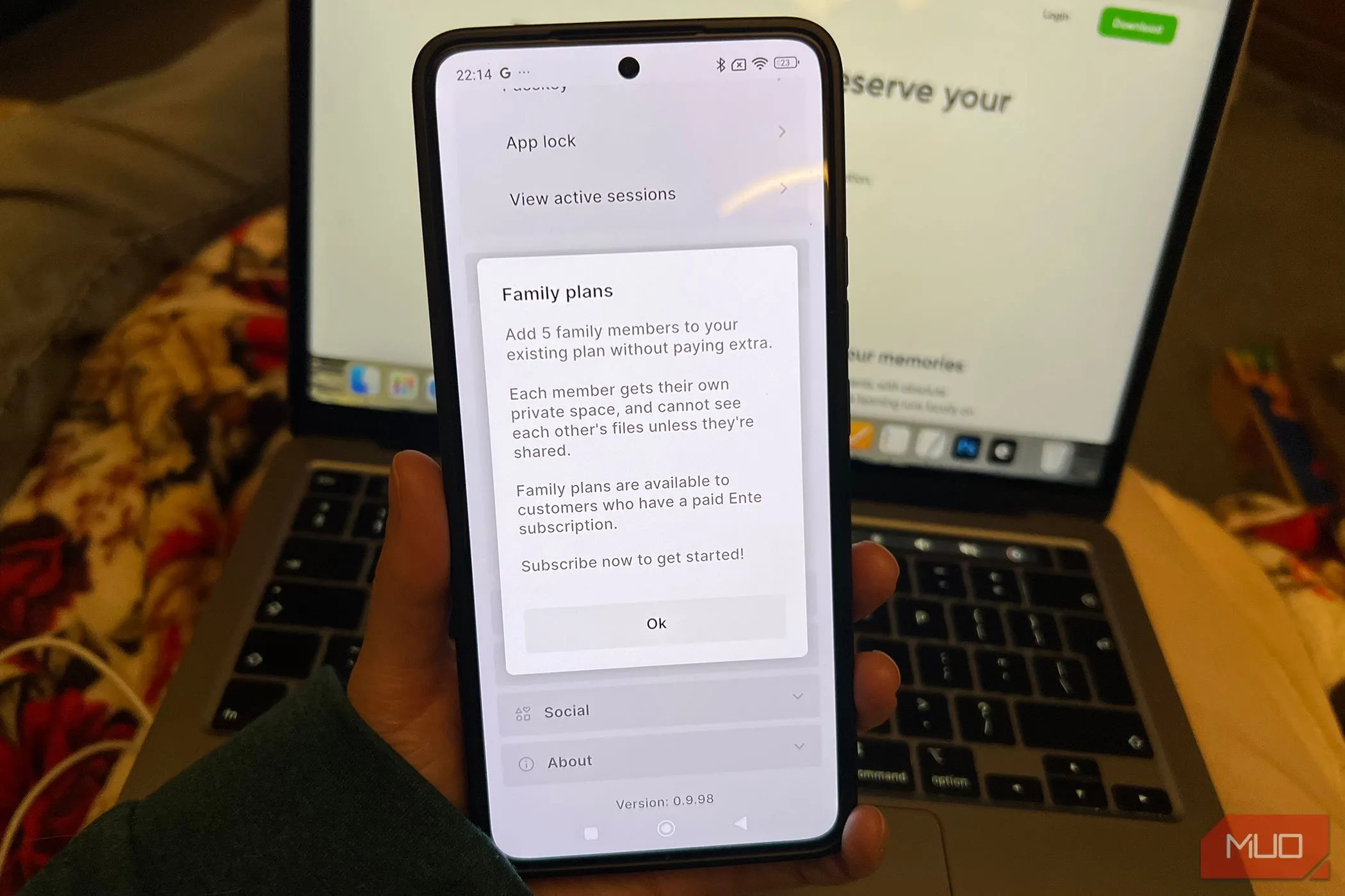 Kế hoạch gia đình của Ente Photos trên di động