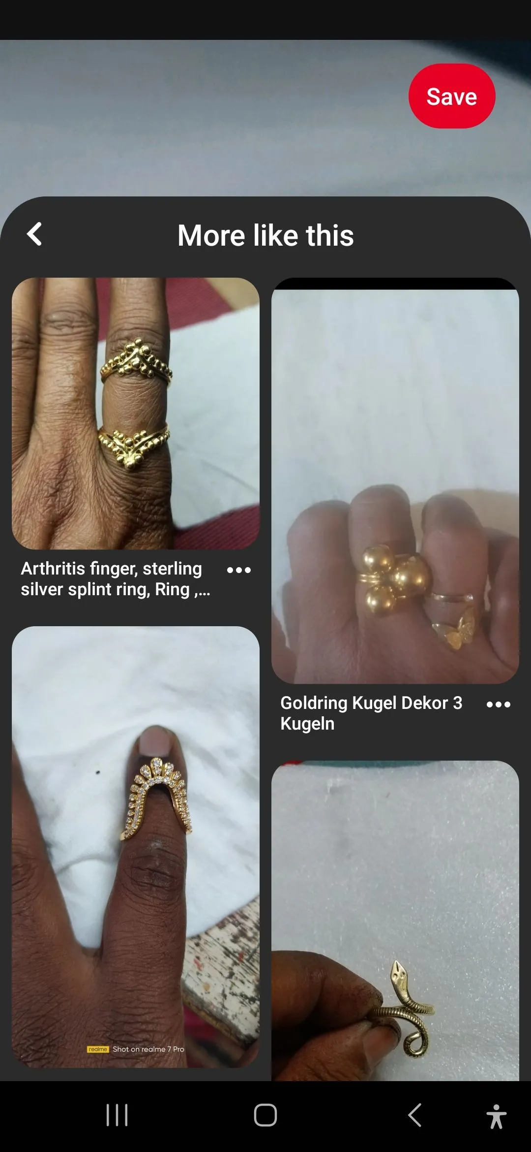 Kết quả tìm kiếm bằng hình ảnh trên Pinterest hiển thị các sản phẩm tương tự