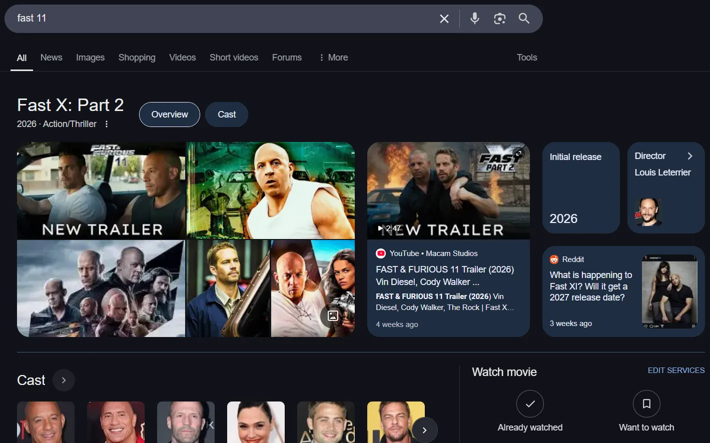 Kết quả tìm kiếm Google cho &quot;Fast 11&quot; bị chi phối bởi tiêu đề clickbait và thông tin sai lệch từ các video giả mạo.