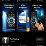 Kết quả tìm kiếm ứng dụng đèn pin trên App Store